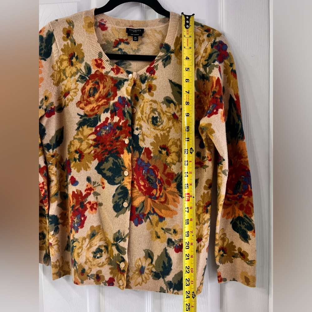 Talbots Cashmere Floral Cardigan - Multicolor - Picture 11 of 12